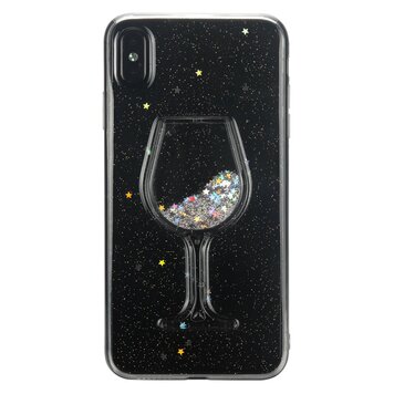 Étui en verre à vin transparent à paillettes compatible avec iPhone XS Max - Paillettes Étui en verre à vin transparent à paillettes compatible avec iPhone XS Max - Paillettes