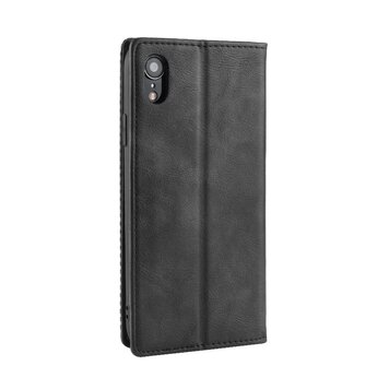 Étui portefeuille en simili cuir vintage compatible avec iPhone XR - Étui noir Étui portefeuille en simili cuir vintage compatible avec iPhone XR - Étui noir