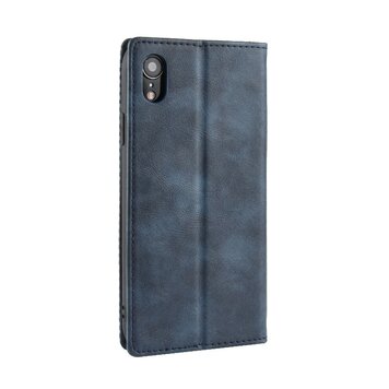 Étui portefeuille en simili cuir vintage compatible avec iPhone XR - Étui bleu Étui portefeuille en simili cuir vintage compatible avec iPhone XR - Étui bleu