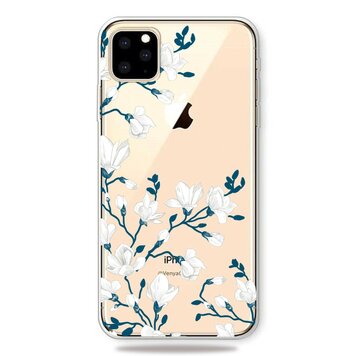 Coque en TPU blanc floral compatible avec iPhone 11 Pro Max - Transparente Coque en TPU blanc floral compatible avec iPhone 11 Pro Max - Transparente