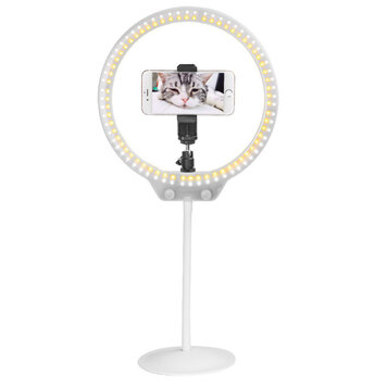 Zomei Lampe Selfie dimmable 3 couleurs lumière support pour smartphone vlogger - Blanc Zomei Lampe Selfie dimmable 3 couleurs lumière support pour smartphone vlogger - Blanc