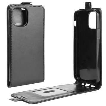 Étui à rabat en cuir artificiel compatible avec iPhone 12 et iPhone 12 Pro - noir Étui à rabat en cuir artificiel compatible avec iPhone 12 et iPhone 12 Pro - noir
