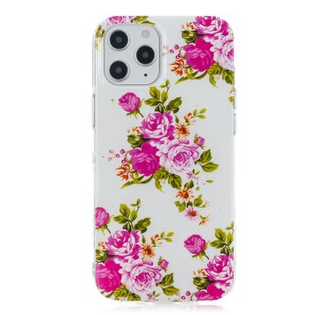 Coque en TPU roses compatible avec iPhone 12 Pro Max - blanche Coque en TPU roses compatible avec iPhone 12 Pro Max - blanche