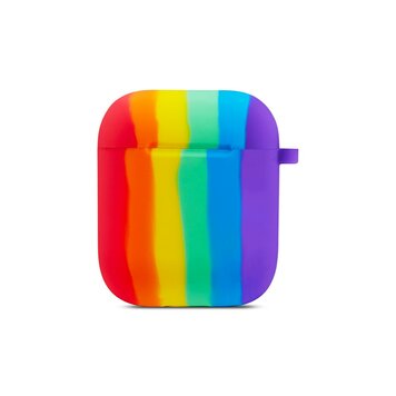 Étui arc-en-ciel en silicone Rainbow Pride compatible avec AirPods 1 et 2 - pastel