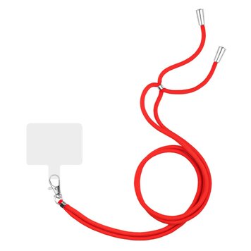 Telefoonkoord Multifunctioneel Verstelbaar met Patch - Rood Telefoonkoord Multifunctioneel Verstelbaar met Patch - Rood