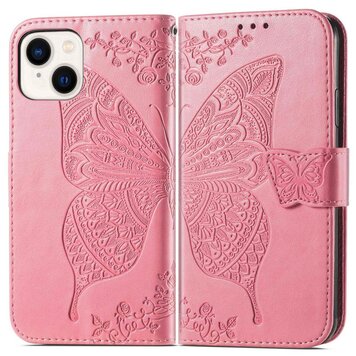 Étui en cuir artificiel Vlinder Wallet compatible avec iPhone 14 - rose Étui en cuir artificiel Vlinder Wallet compatible avec iPhone 14 - rose
