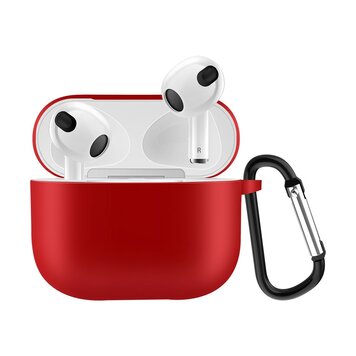Étui en silicone Solid Protection avec crochet compatible avec AirPods 3 - rouge
