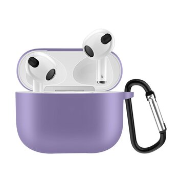 Étui en silicone Solid Protection avec crochet compatible avec AirPods 3 - violet