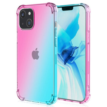 Coque en TPU dégradé compatible avec iPhone 14 Plus - rose et vert Coque en TPU dégradé compatible avec iPhone 14 Plus - rose et vert