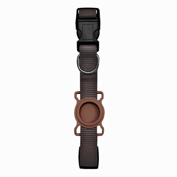 Collier pour chien et chat et support en silicone compatible avec Apple AirTag - Marron