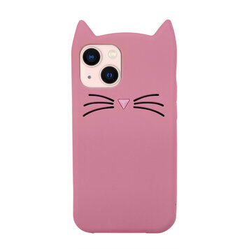 Coque en silicone chat mignon compatible avec iPhone 14 - rose Coque en silicone chat mignon compatible avec iPhone 14 - rose