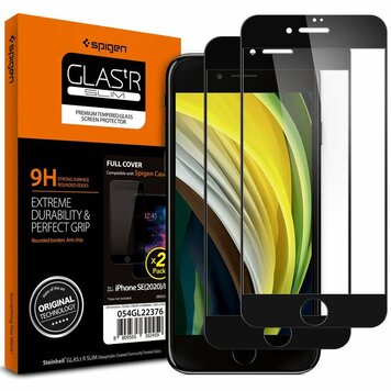 Spigen Screentector Full Cover Glass Pack de 2 compatible avec iPhone 7, 8, SE 2020 et SE 2022 - noir Spigen Screentector Full Cover Glass Pack de 2 compatible avec iPhone 7, 8, SE 2020 et SE 2022 - noir