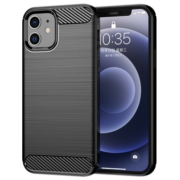 Coque Carbon Armor TPU avec finition brossée compatible avec iPhone 12 mini - noir Coque Carbon Armor TPU avec finition brossée compatible avec iPhone 12 mini - noir