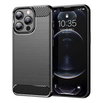 Coque Carbon Armor TPU avec finition brossée compatible avec iPhone 13 Pro Max - noir Coque Carbon Armor TPU avec finition brossée compatible avec iPhone 13 Pro Max - noir