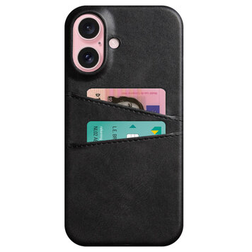 Étui en cuir végétalien Duo Cardslot Wallet compatible avec iPhone 16 - noir Étui en cuir végétalien Duo Cardslot Wallet compatible avec iPhone 16 - noir