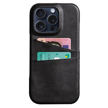 Étui en cuir végétalien Duo Cardslot Wallet compatible avec iPhone 16 Pro - noir Étui en cuir végétalien Duo Cardslot Wallet compatible avec iPhone 16 Pro - noir