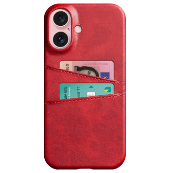 Étui en cuir végétalien Duo Cardslot Wallet compatible avec iPhone 16 - rouge Étui en cuir végétalien Duo Cardslot Wallet compatible avec iPhone 16 - rouge