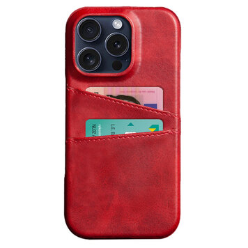 Étui en cuir végétalien Duo Cardslot Wallet compatible avec iPhone 16 Pro Max - rouge Étui en cuir végétalien Duo Cardslot Wallet compatible avec iPhone 16 Pro Max - rouge