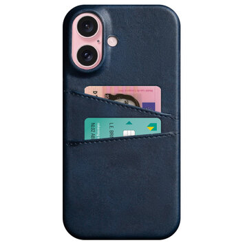 Étui en cuir végétalien Duo Cardslot Wallet compatible avec iPhone 16 - bleu Étui en cuir végétalien Duo Cardslot Wallet compatible avec iPhone 16 - bleu