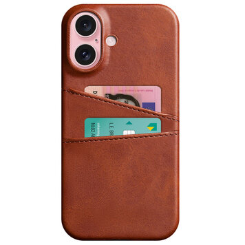 Étui en cuir végétalien Duo Cardslot Wallet compatible avec iPhone 16 - marron Étui en cuir végétalien Duo Cardslot Wallet compatible avec iPhone 16 - marron