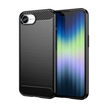 Coque Carbon Armor TPU avec finition brossée compatible avec iPhone 16e - noir Coque Carbon Armor TPU avec finition brossée compatible avec iPhone 16e - noir