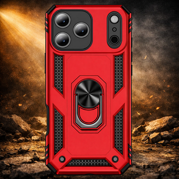 Coque iPhone 17 Pro Max Rouge – Coque Armor Antichoc avec Support Anneau Métallique (Compatible avec iPhone 17 Pro Max)