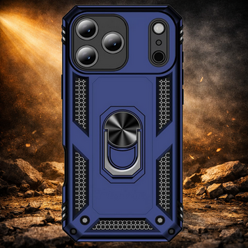 Coque iPhone 17 Pro Max Bleu – Coque Armor Antichoc avec Support Anneau Métallique (Compatible avec iPhone 17 Pro Max)