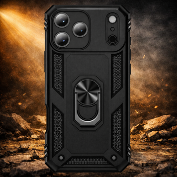 Coque iPhone 17 Pro Max Noir – Coque Armor Antichoc avec Support Anneau Métallique (Compatible avec iPhone 17 Pro Max)