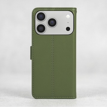 Étui Housse Portefeuille en Cuir Compatible avec iPhone 17 Pro – Vert Foncé