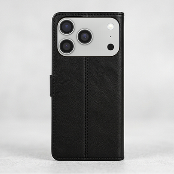 Étui Housse Portefeuille en Cuir Compatible avec iPhone 18 Pro – Noir