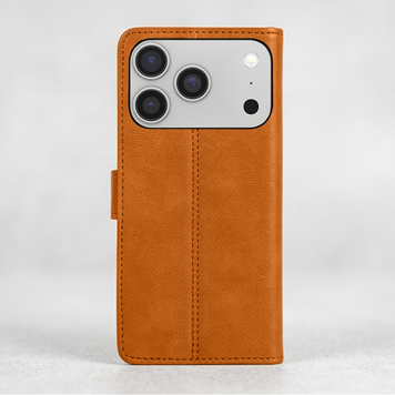 Étui Housse Portefeuille en Cuir Compatible avec iPhone 18 Pro – Marron