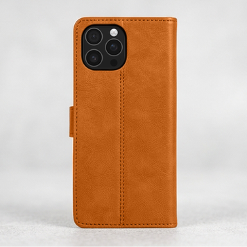 Étui Housse Portefeuille en Cuir Compatible avec iPhone 16 Pro Max – Marron