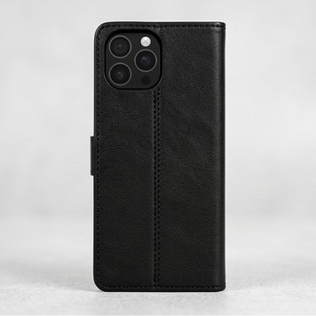 Étui Housse Portefeuille en Cuir Compatible avec iPhone 16 Pro - Noir