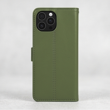 Étui Housse Portefeuille en Cuir Compatible avec iPhone 16 pro - Vert Foncé