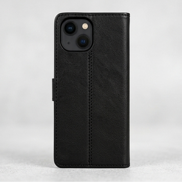 Étui Housse Portefeuille en Cuir Compatible avec iPhone 15 plus (15+) - Noir