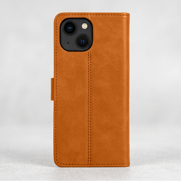 Étui Housse Portefeuille en Cuir Compatible avec iPhone 15 Max - Marron
