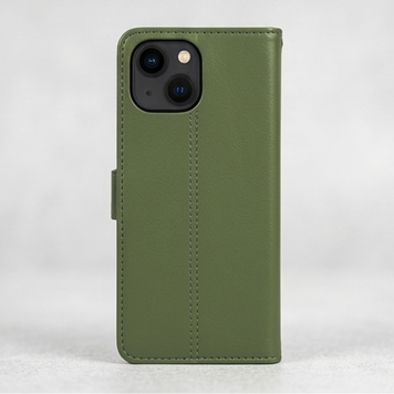 Étui Housse Portefeuille en Cuir Compatible avec iPhone 15 - Vert Foncé
