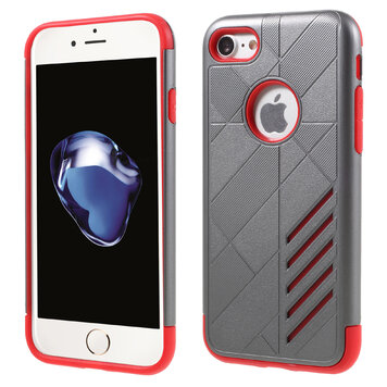 Coque rigide métallique gris rouge en TPU compatible avec iPhone 7 8 coque rouge argent