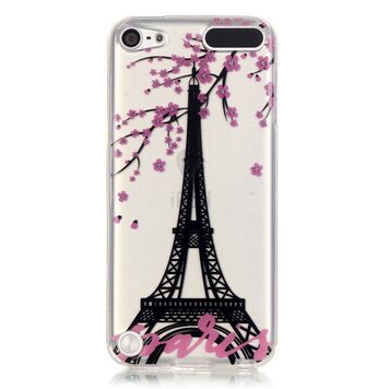 Coque en silicone TPU transparente avec fleur rose de Paris compatible avec iPod Touch 5 6 7 Coque en silicone TPU transparente avec fleur rose de Paris compatible avec iPod Touch 5 6 7