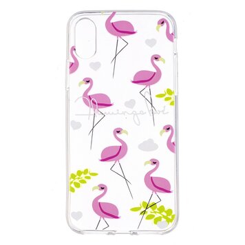 Coque de protection transparente en forme de flamant rose compatible avec iPhone X XS Coque de protection transparente en forme de flamant rose compatible avec iPhone X XS