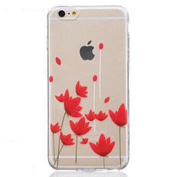 Coque transparente en TPU compatible avec iPhone 6, 6S, tulipes, fleurs rouges Coque transparente en TPU compatible avec iPhone 6, 6S, tulipes, fleurs rouges