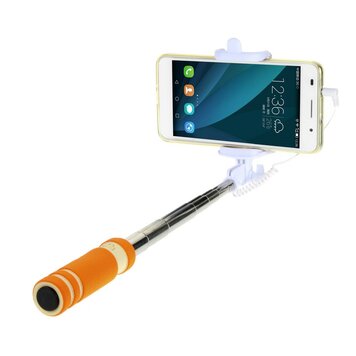 Perche à selfie pliable universelle - Orange Blanc - Télécommande audio Perche à selfie pliable universelle - Orange Blanc - Télécommande audio