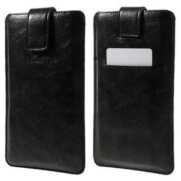 Étui universel en cuir noir compatible avec iPhone - Max. 6,7 pouces Étui universel en cuir noir compatible avec iPhone - Max. 6,7 pouces