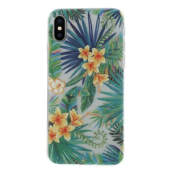 Coque fleurs feuilles tropicales compatible avec iPhone X XS - Transparente Coque fleurs feuilles tropicales compatible avec iPhone X XS - Transparente