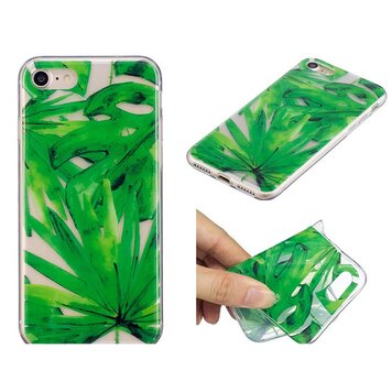Coque TPU Feuilles Tropicales compatible avec iPhone 7 8 SE 2020 SE 2022 - Vert Transparent