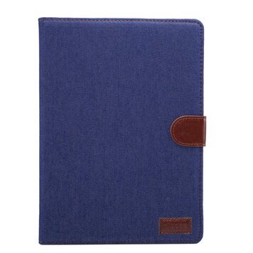 Housse en cuir denim compatible avec iPad 2017 2018 - Bleu Marron