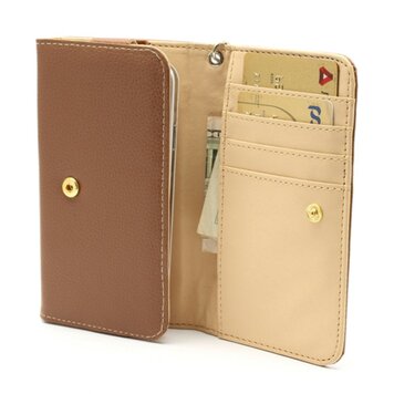 Portefeuille universel pour smartphone et bibliothèque en cuir - Marron Portefeuille universel pour smartphone et bibliothèque en cuir - Marron