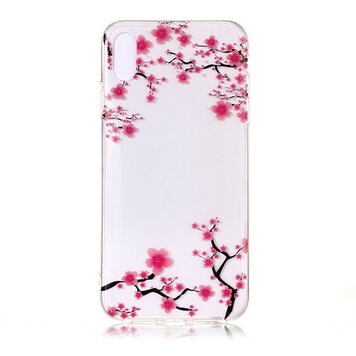 Coque TPU Branches de Fleurs Transparentes compatible avec iPhone XR - Rose Coque TPU Branches de Fleurs Transparentes compatible avec iPhone XR - Rose