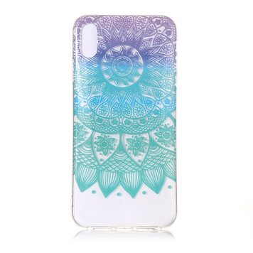 Coque TPU Transparente Mandala compatible avec iPhone XR - Violet Turquoise