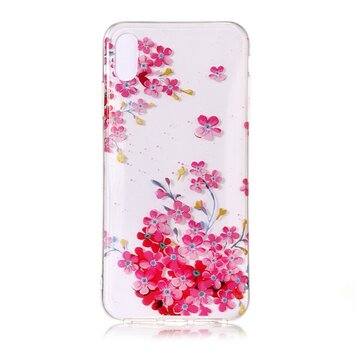 Étui à Fleurs Transparent Coloré TPU compatible avec iPhone XR - Rose Étui à Fleurs Transparent Coloré TPU compatible avec iPhone XR - Rose